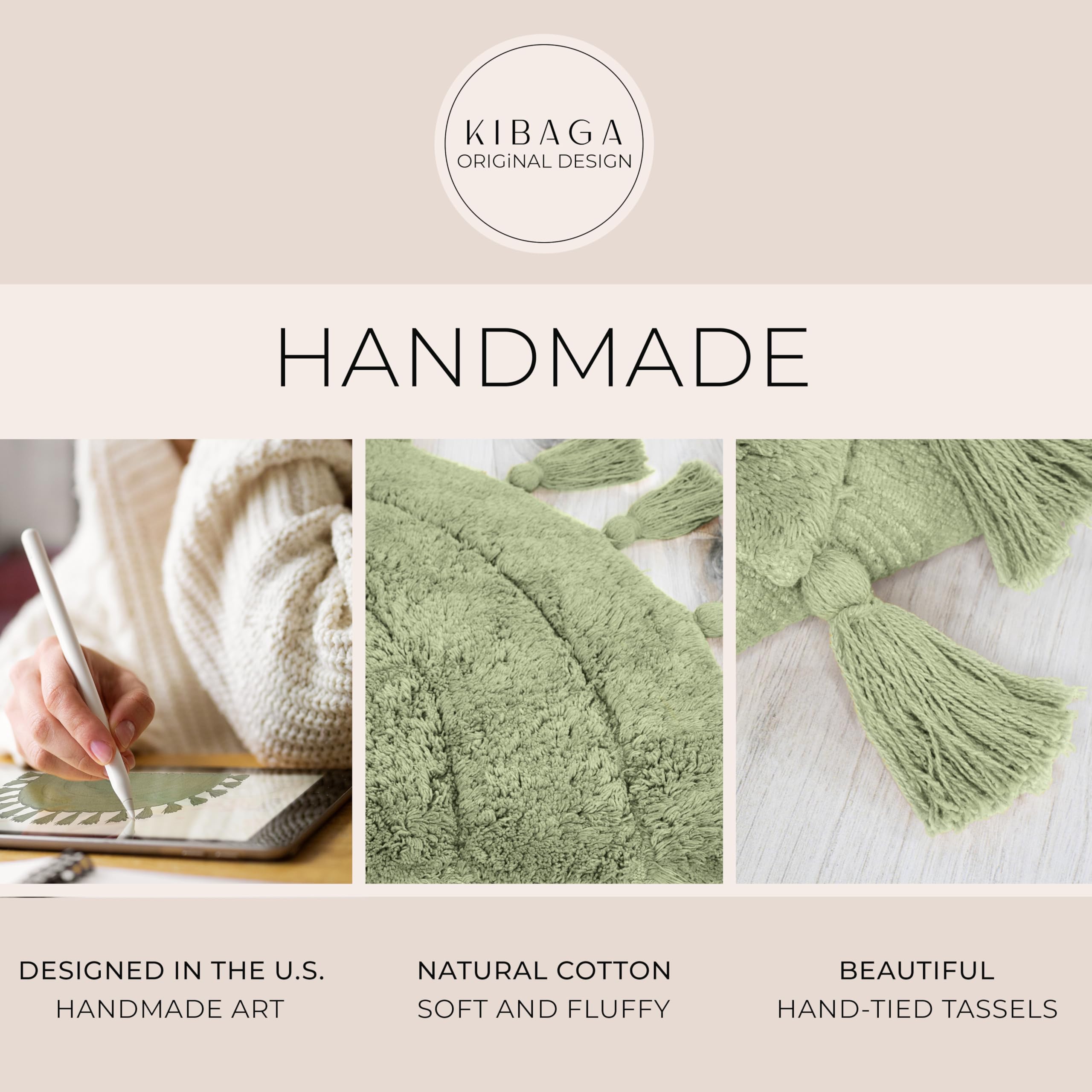 KIBAGA cotton bath mat with anti-slip bottom for safety