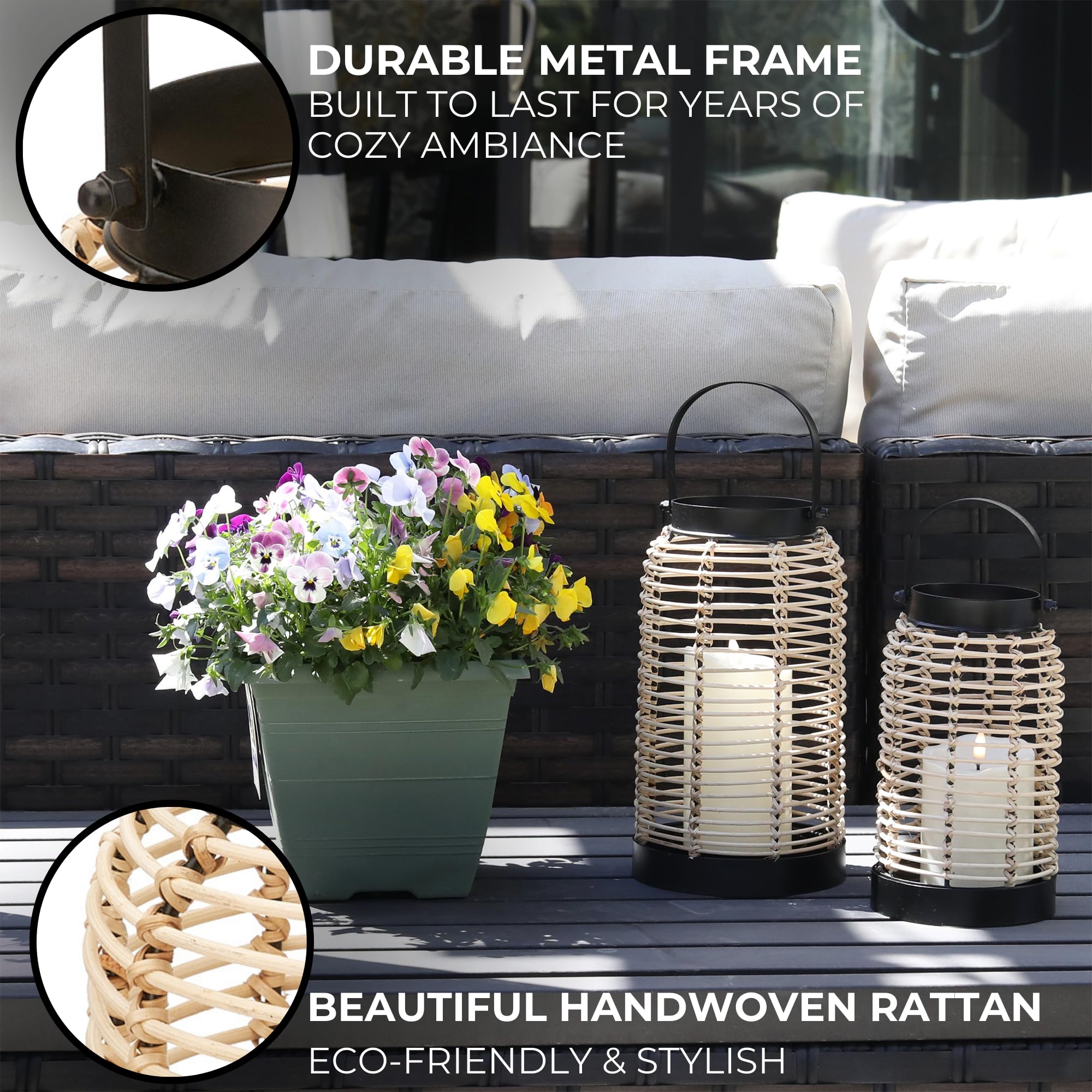 KIBAGA black metal wire with rattan detail, chic modern farmhouse vibe