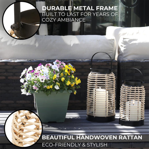 KIBAGA black metal wire with rattan detail, chic modern farmhouse vibe