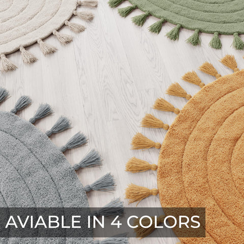 KIBAGA boho-pattern rug with tassels adds charm to any room.