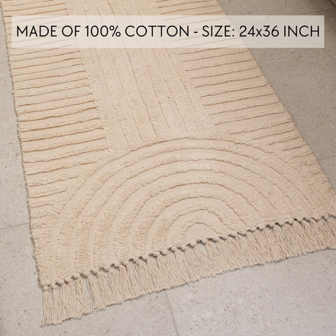 KIBAGA boho pattern in neutral cream blends with modern decor.