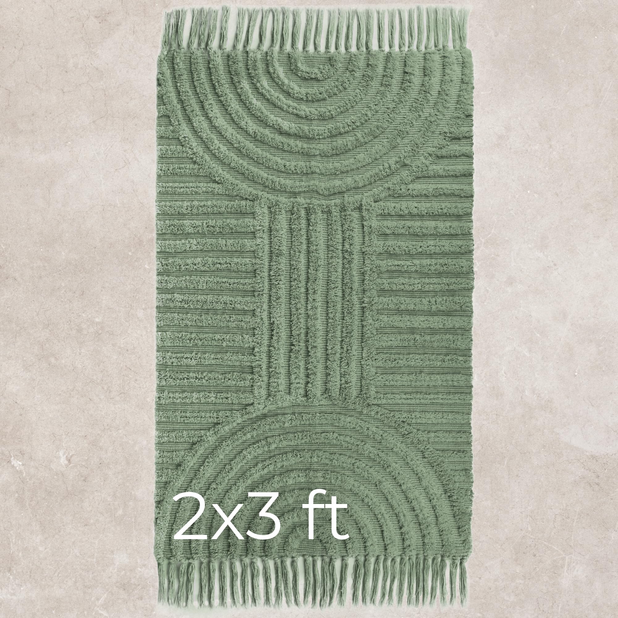 KIBAGA boho tassel rug with soft cotton invites barefoot comfort