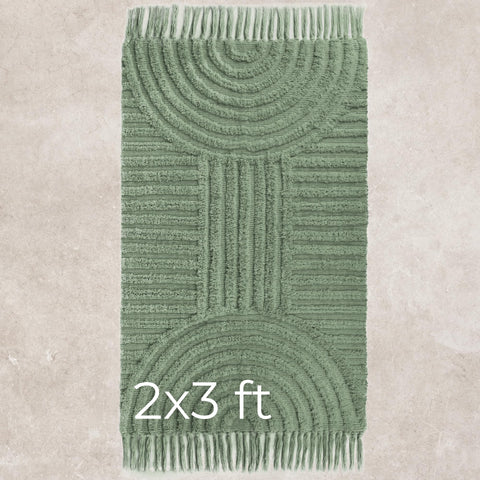 KIBAGA boho tassel rug with soft cotton invites barefoot comfort