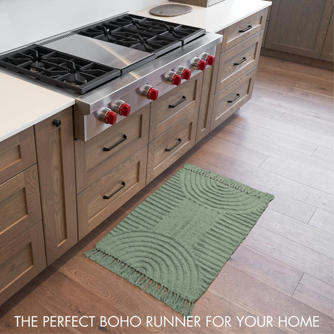 KIBAGA boho tassel rug is washable on cold cycle for easy maintenance