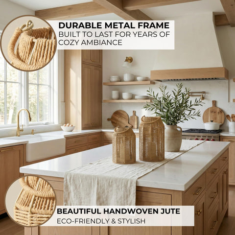 KIBAGA Coffee Table Centerpiece Lanterns adding texture and light