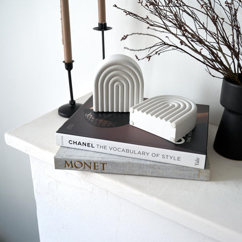 KIBAGA concrete bookend ideal for living room, study, or library organization.