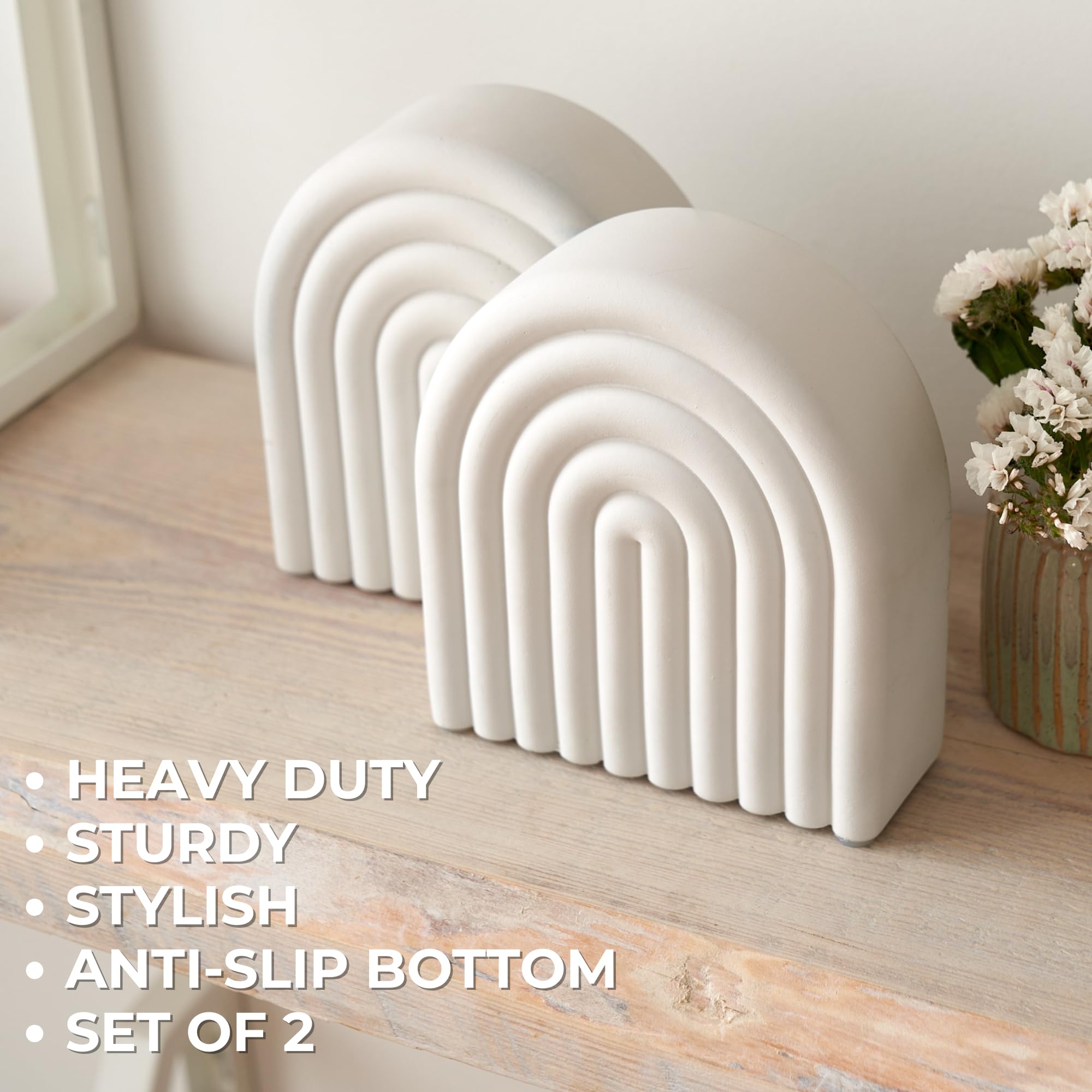 KIBAGA sturdy concrete bookend supports textbooks, cookbooks, and records.