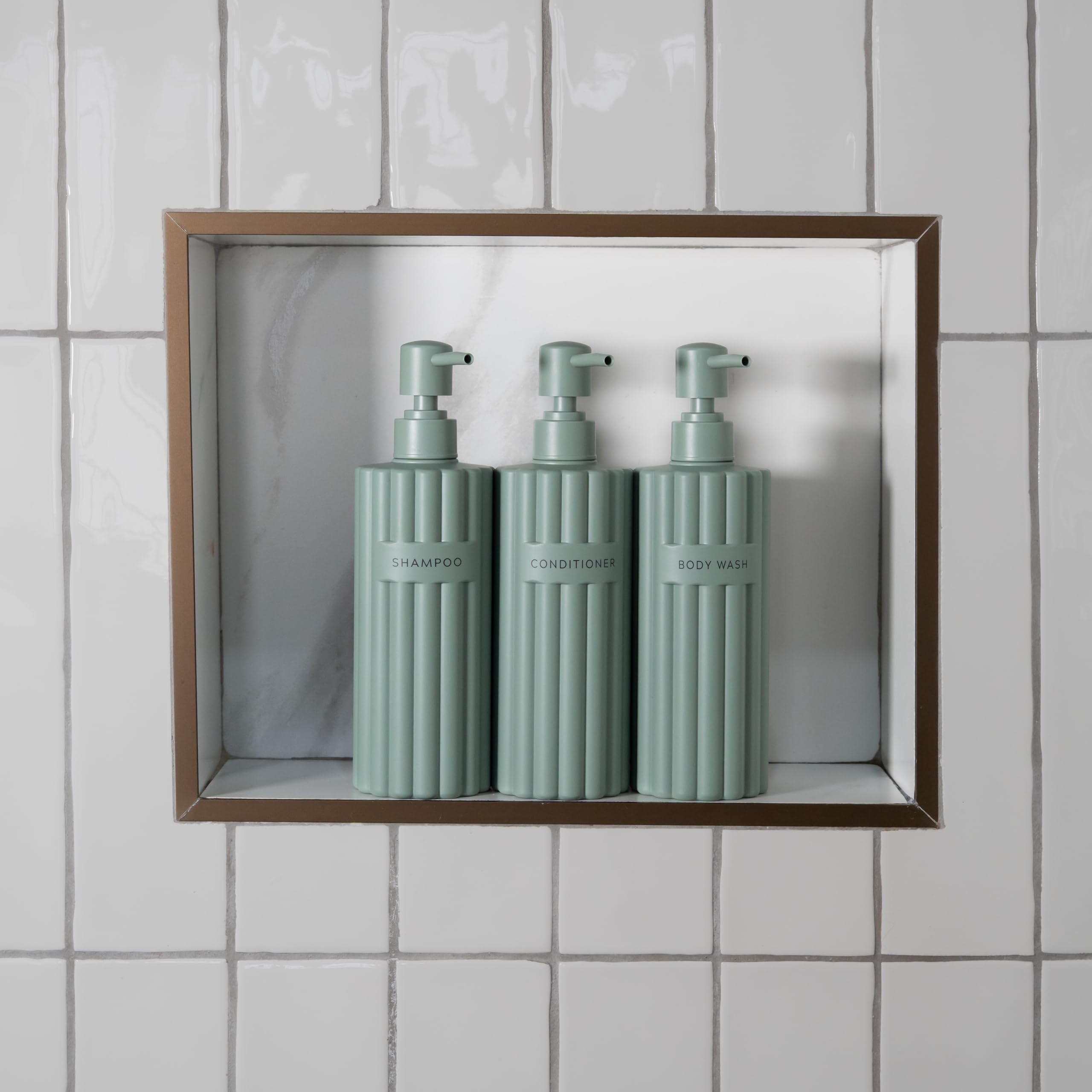 KIBAGA fluted conditioner dispenser bottle with matte PET finish