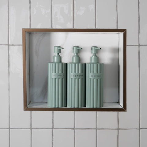 KIBAGA fluted conditioner dispenser bottle with matte PET finish