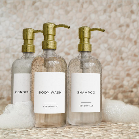 KIBAGA matte black PET bottles highlight modern minimalist bathroom decor