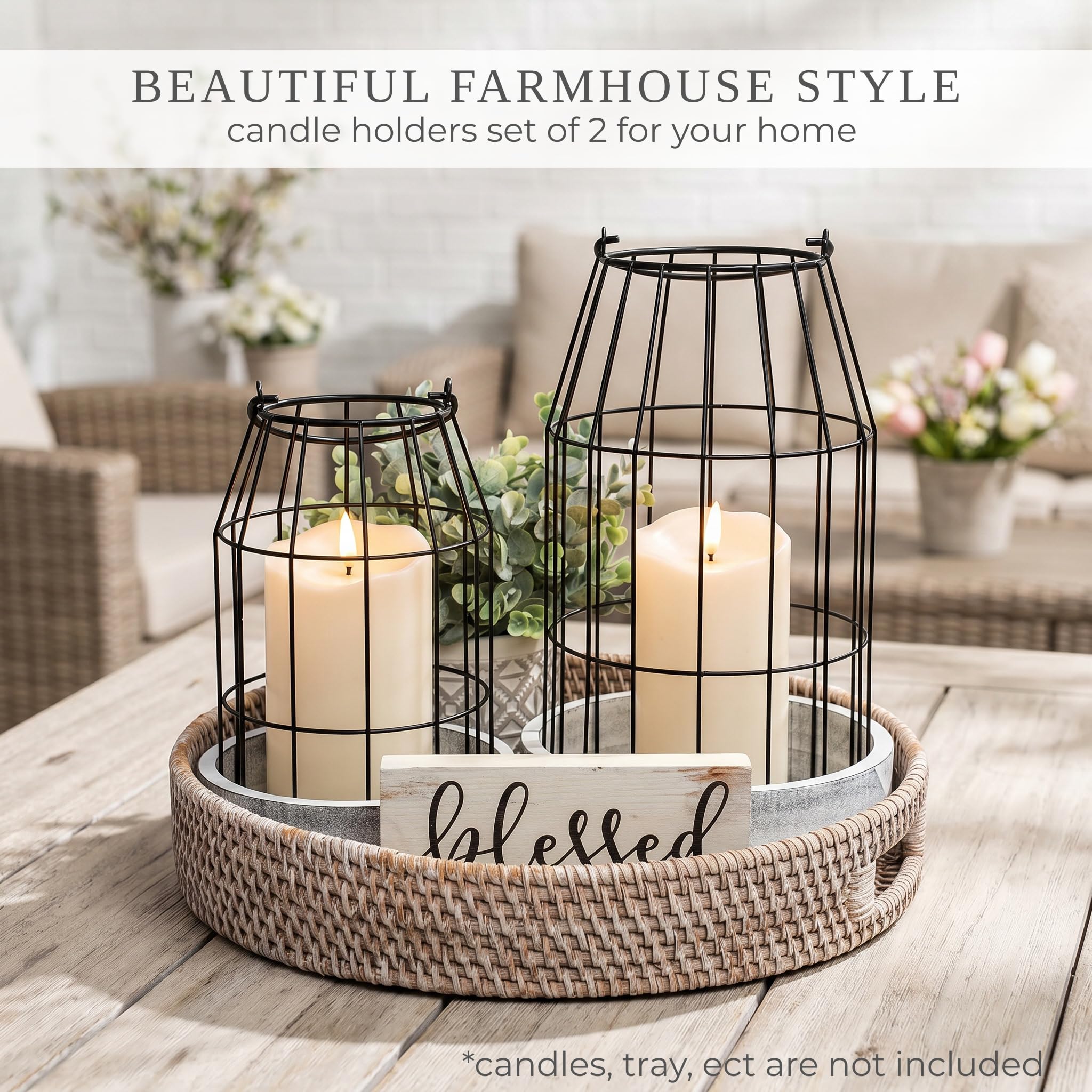 KIBAGA lantern on patio adds inviting outdoor decor ambience.