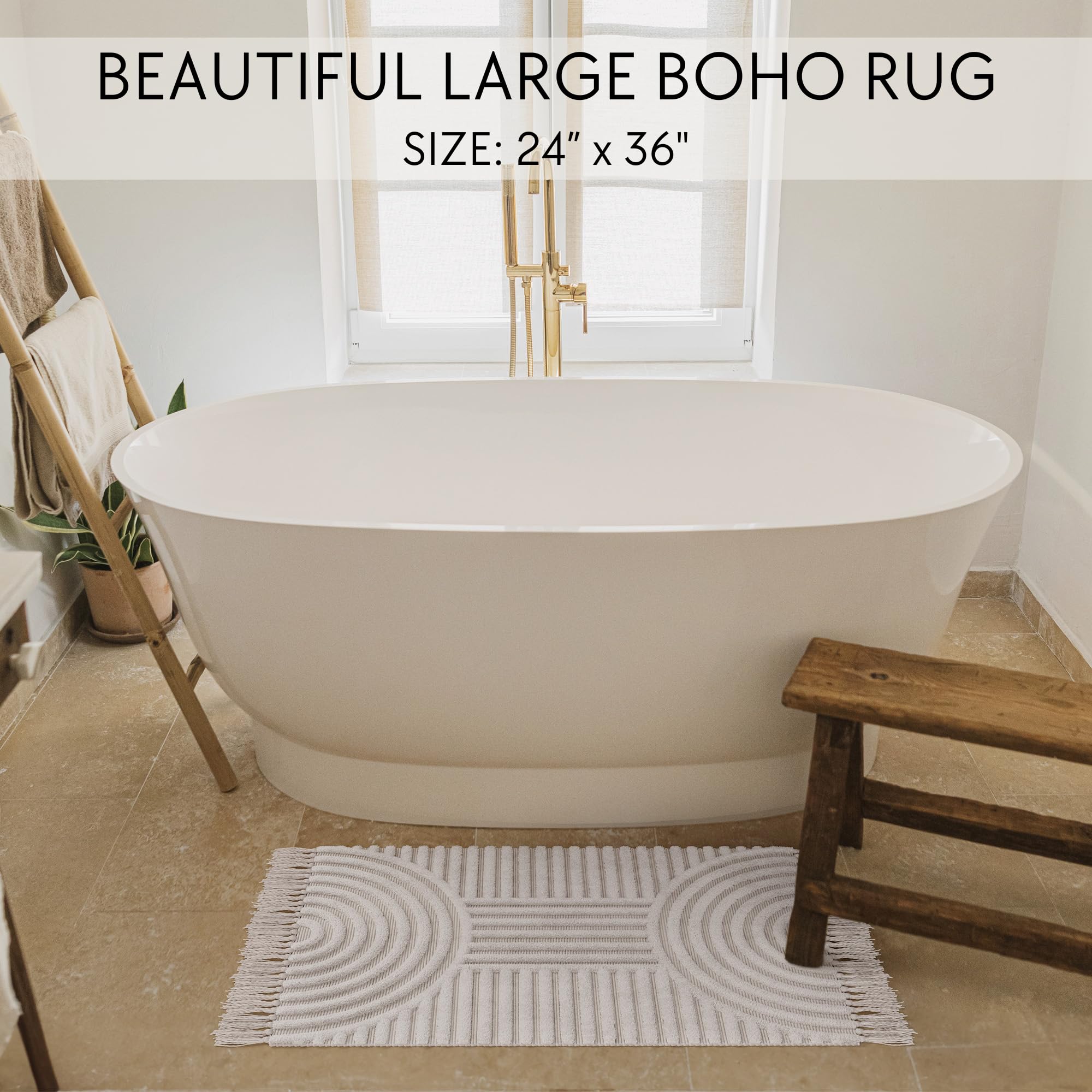 KIBAGA soft cotton rug in cream enhances any room with plush comfort.