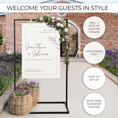 KIBAGA wedding sign stand assembly demonstrates quick setup with clear instructions.