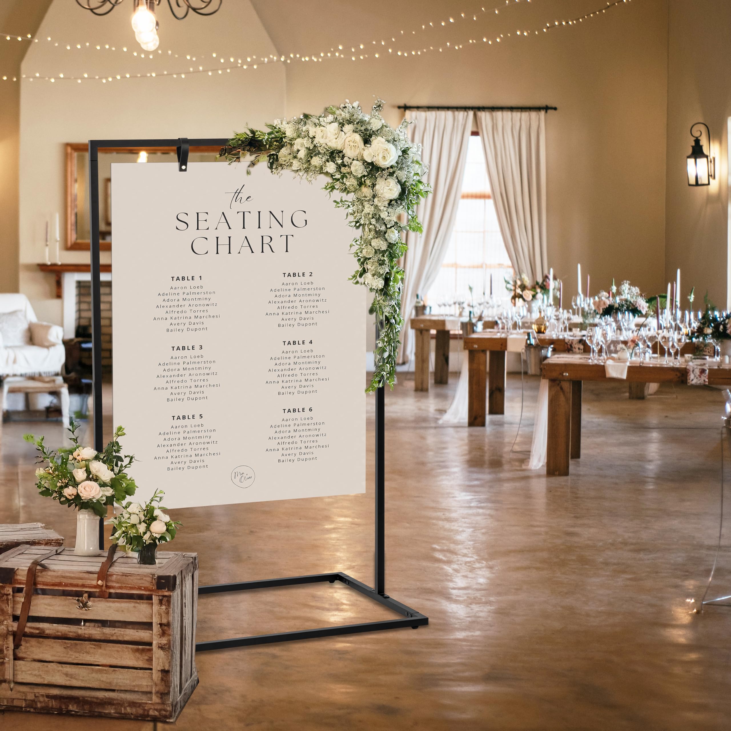 KIBAGA wedding sign stand rust-free coating keeps your display flawless indoors and outdoors.