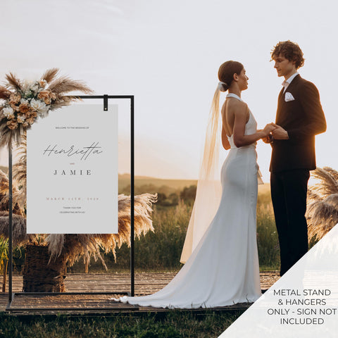 KIBAGA wedding sign stand side profile highlights slim silhouette ideal for aisle-side displays.