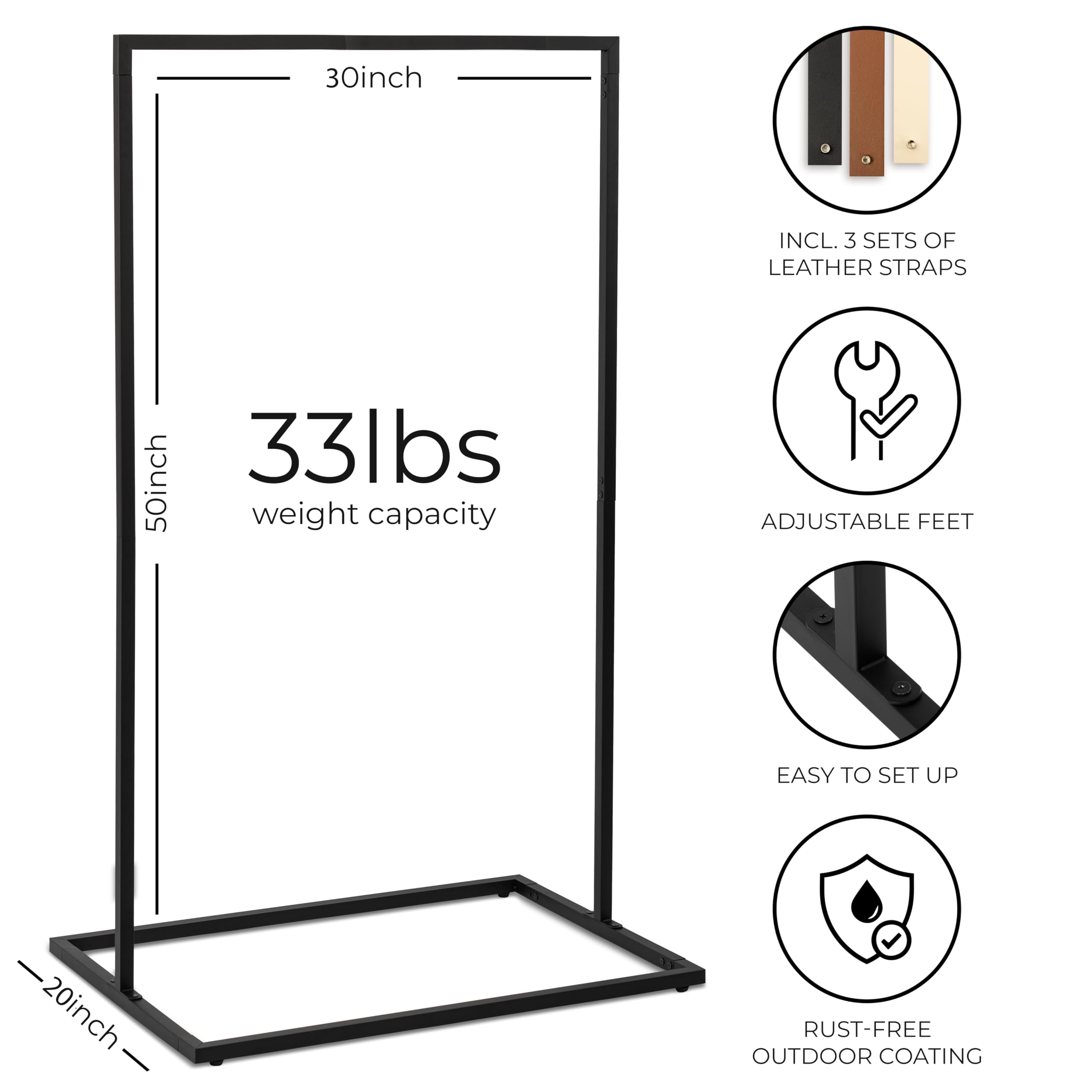 KIBAGA wedding sign stand supports 24x36 inch signs for clear visibility.