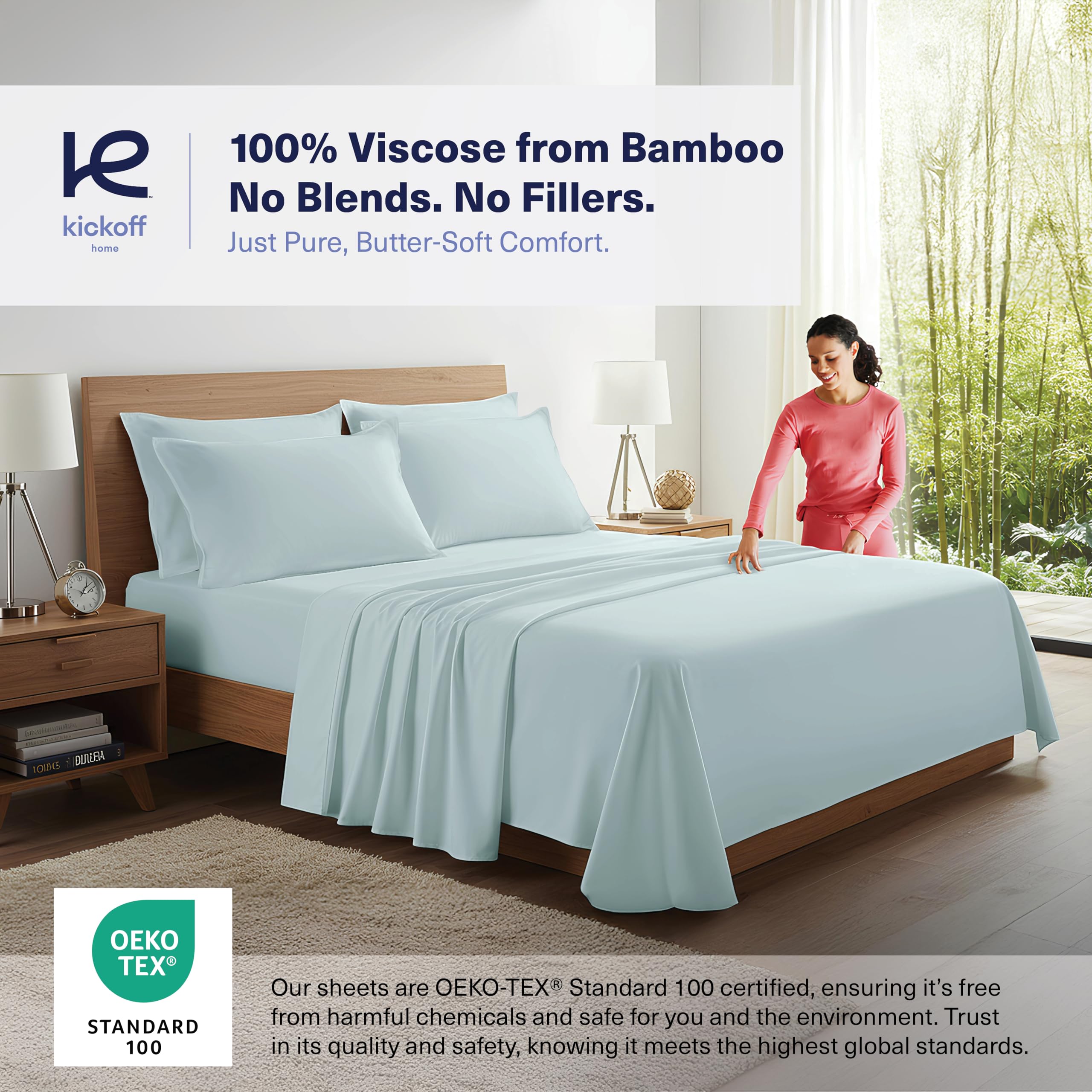 Kickoff Home king flat sheet 112x108 viscose bamboo drapes beautifully