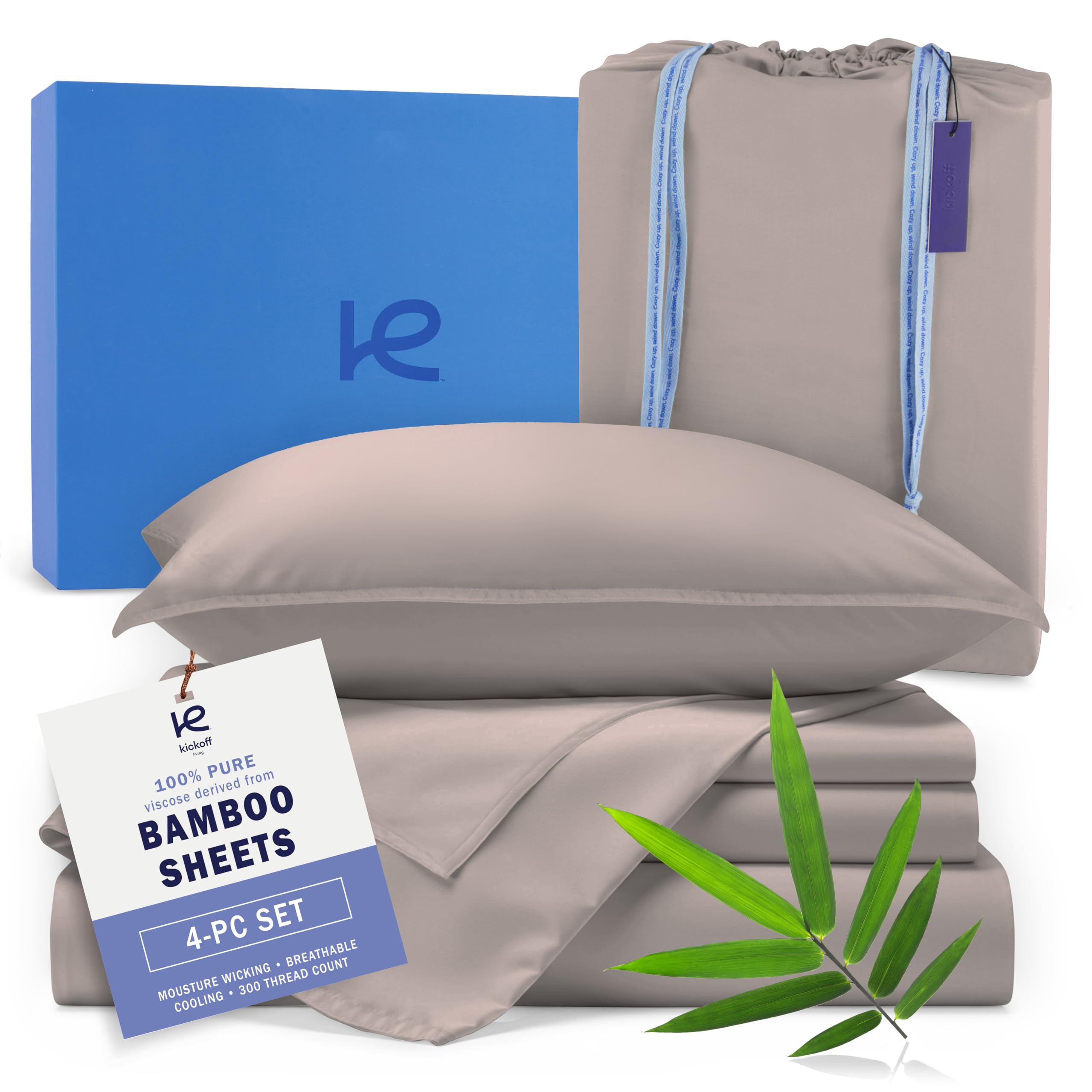 Kickoff Home viscose bamboo king fitted sheet with SleepTight straps for secure nightly stability