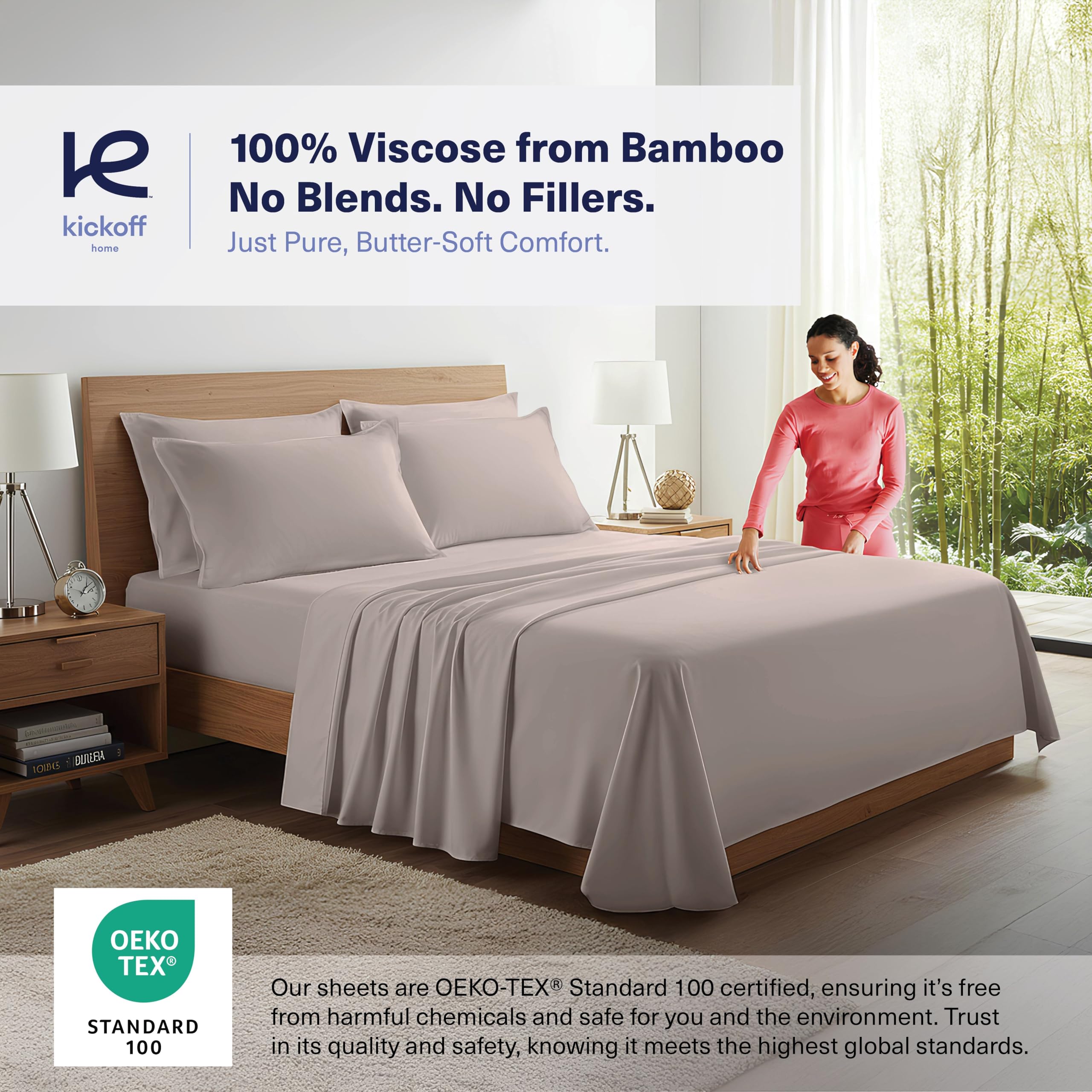 Kickoff Home viscose bamboo king pillowcases for soft comfort and easy care