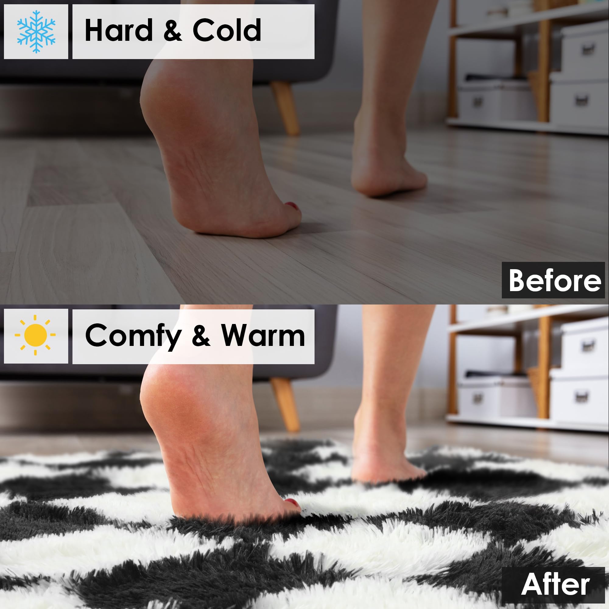 KICMOR bedroom living room rug blends with furniture while adding warmth.