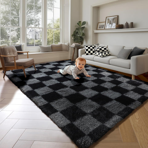 KICMOR kids playroom rug provides soft fibers for safe play.