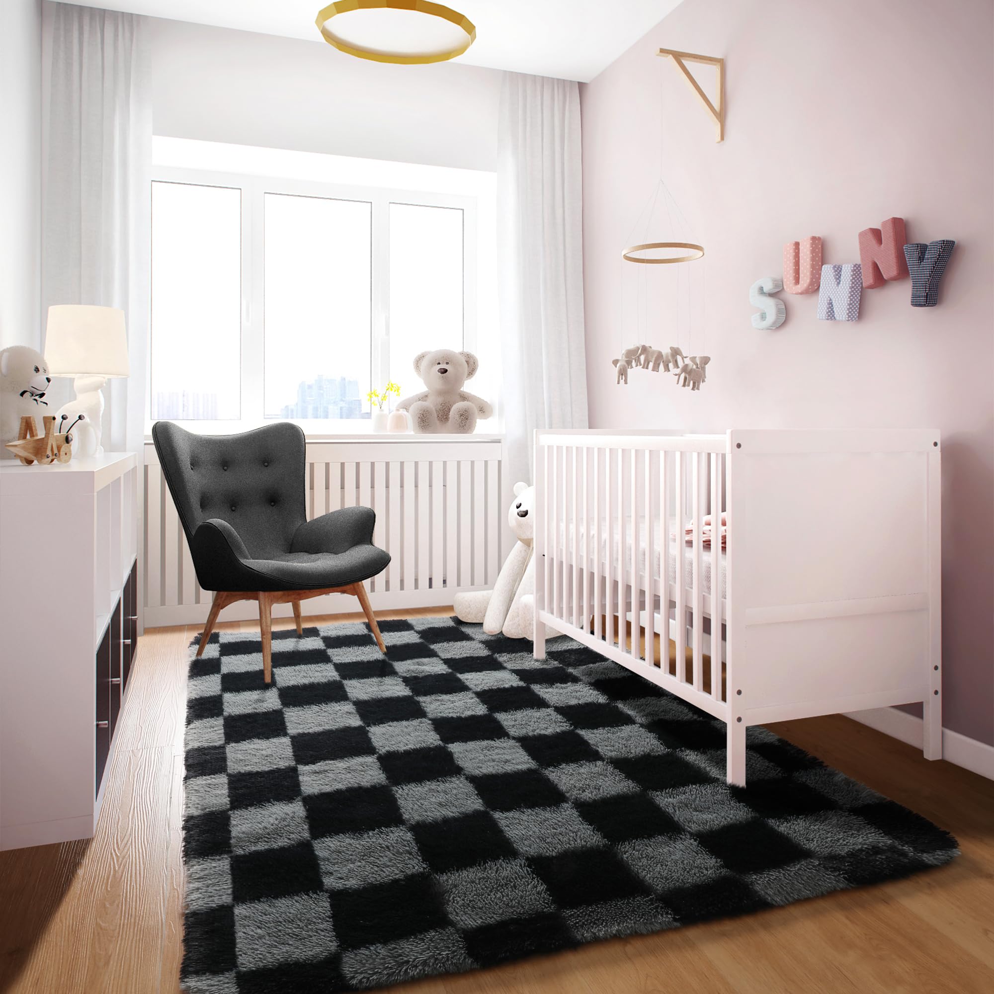 KICMOR rug enhances living room ambiance with warm, inviting tones.