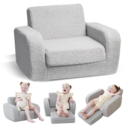 KidBloom 3-in-1 toddler couch folded into a cozy reading chair for kids