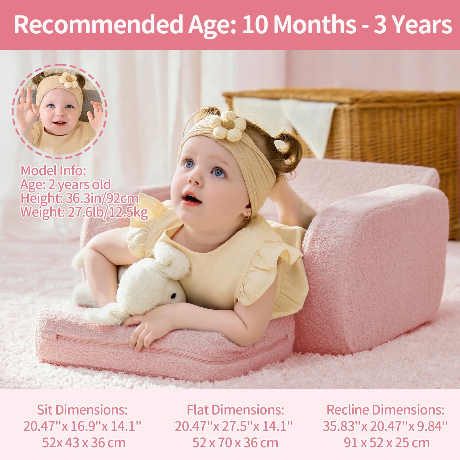 KidBloom pink-toned sofa adds warm charm to any room.