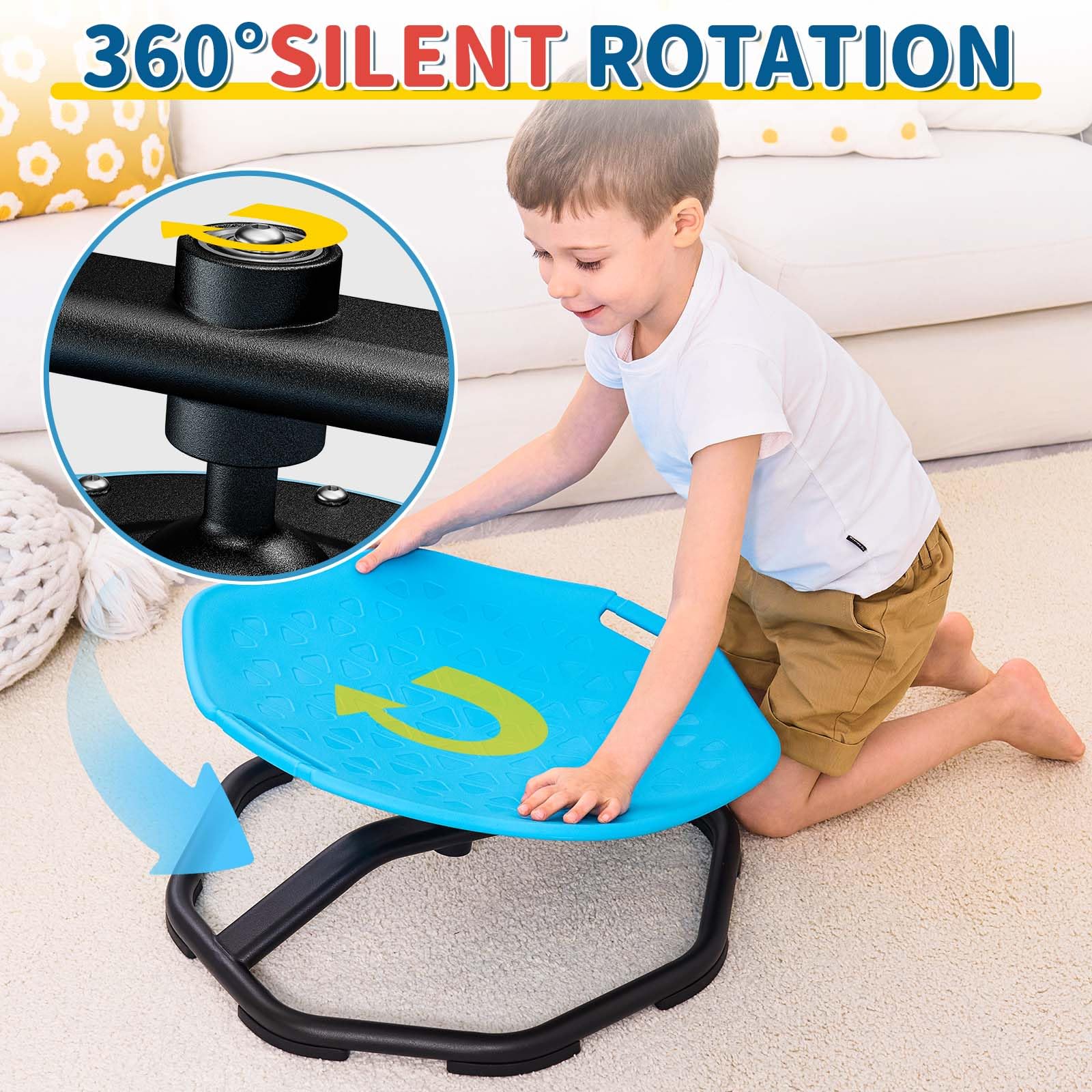 Kids explore sitting, kneeling, and lying positions on the chair