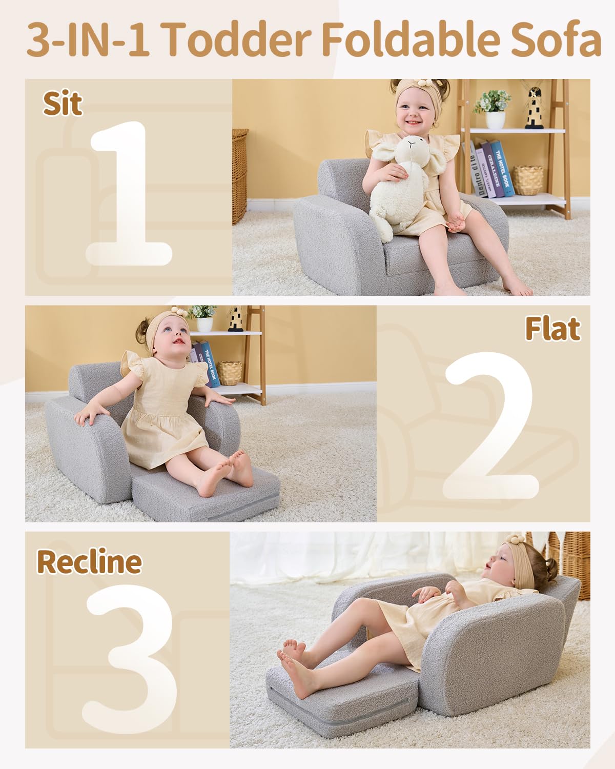 KidBloom toddler chair in recline mode showing ergonomic support for naps