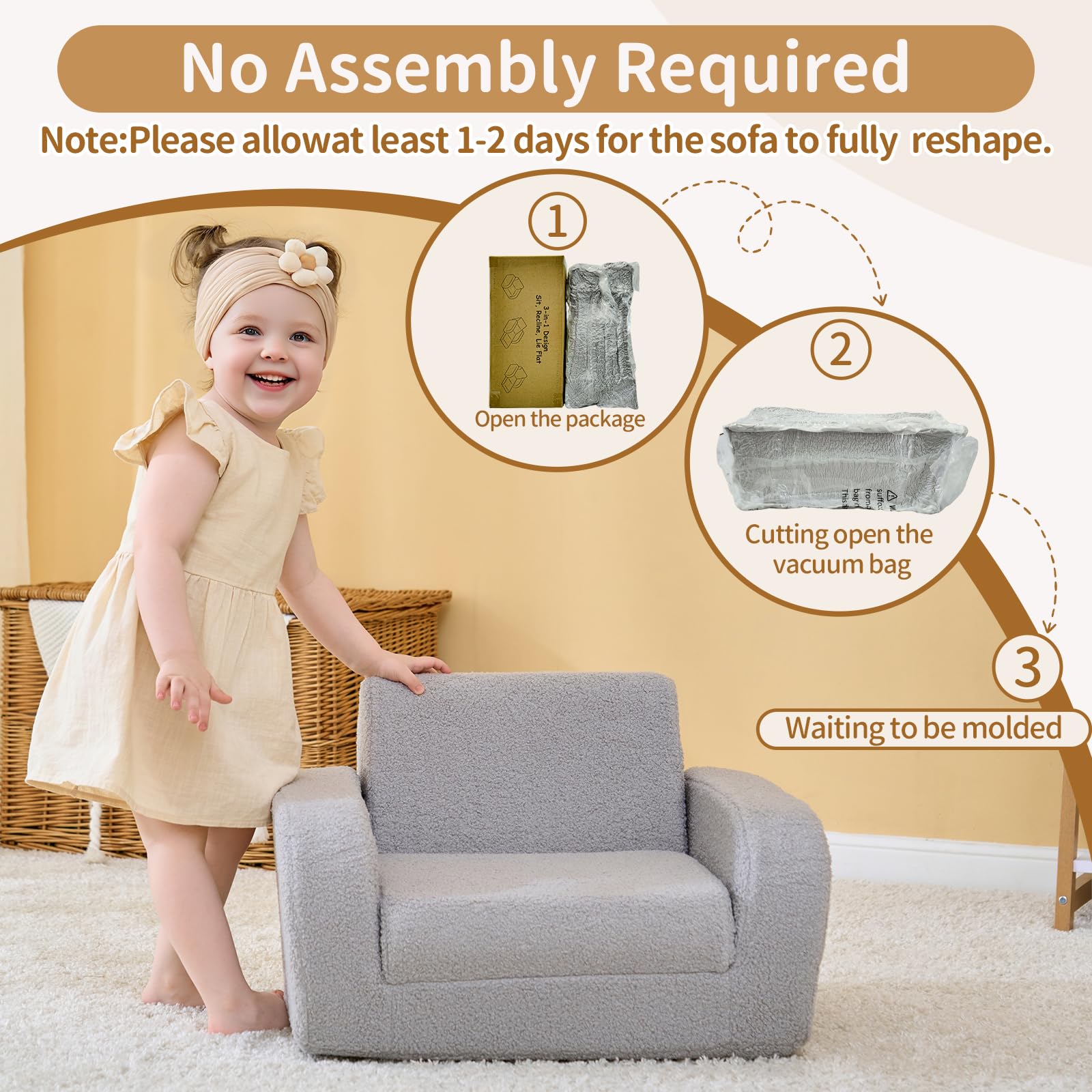 KidBloom couch bed foldout set up for a comfy nap space
