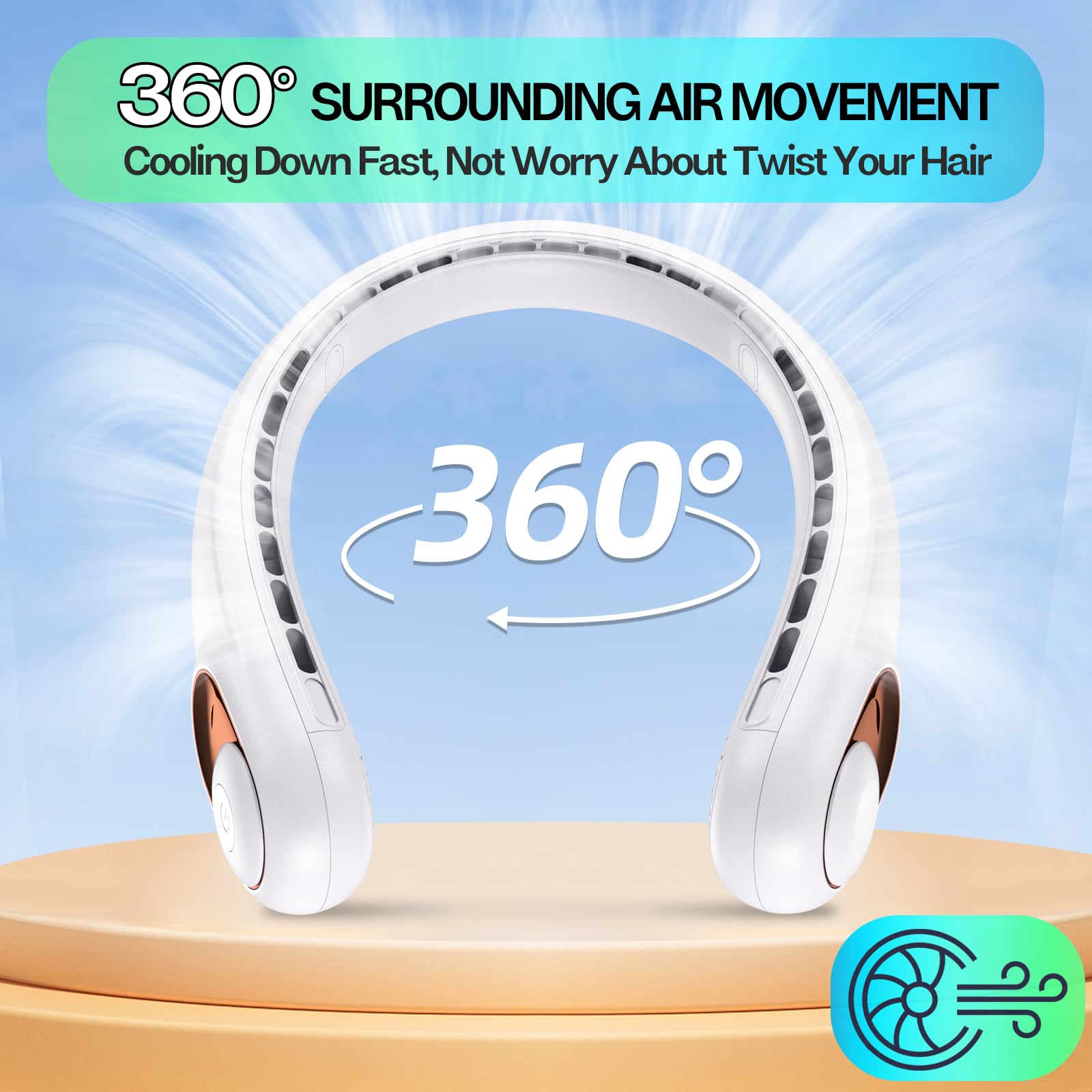KIDEE neck fan offers three adjustable speeds for personal comfort
