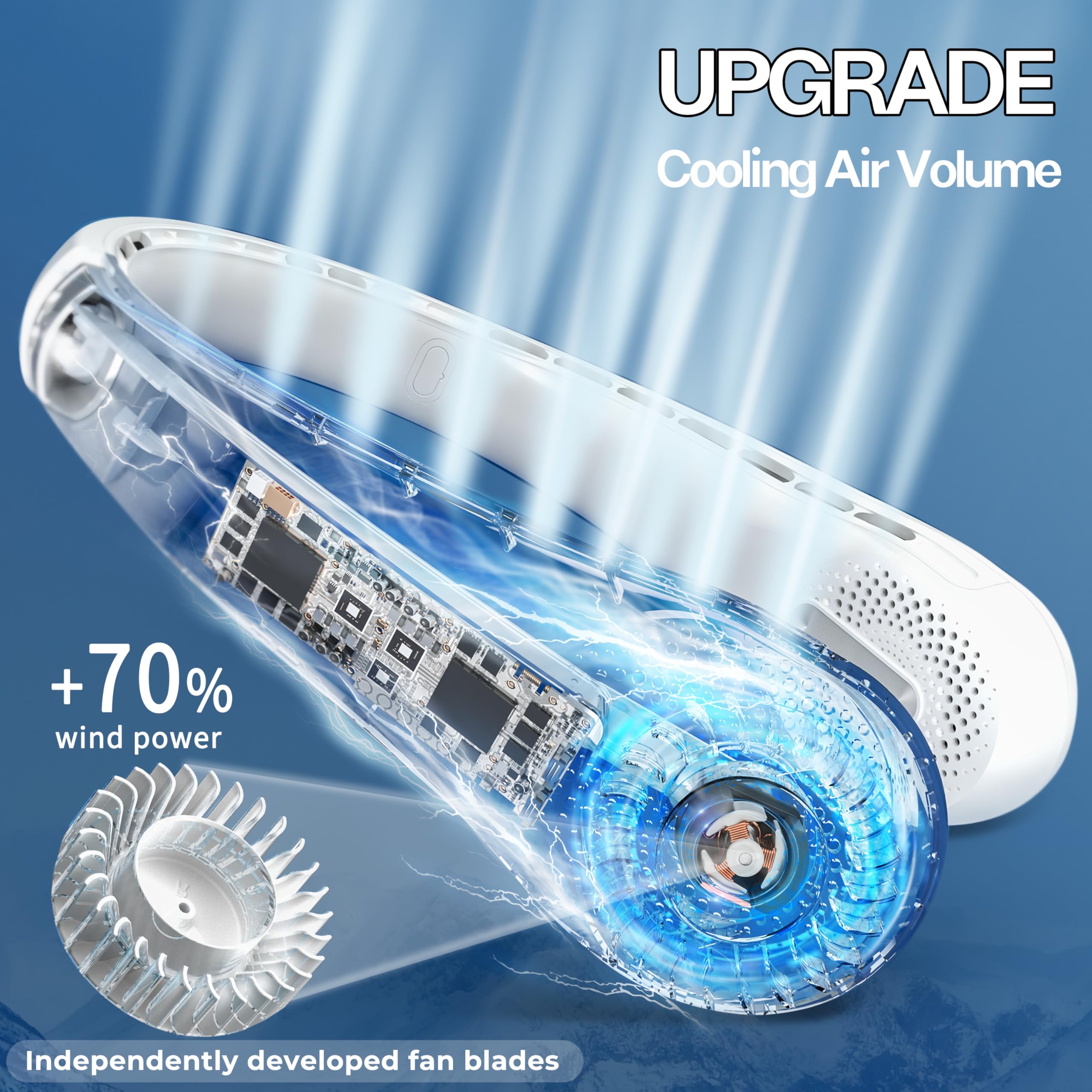 KIDEE neck fan operates quietly for peaceful indoor and outdoor use