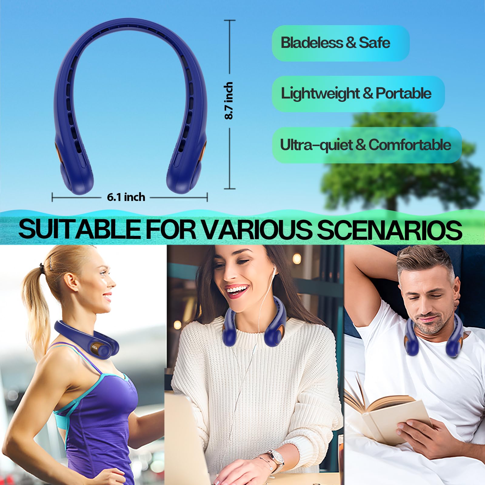 KIDEE neck fan offers three speeds to match activity level.