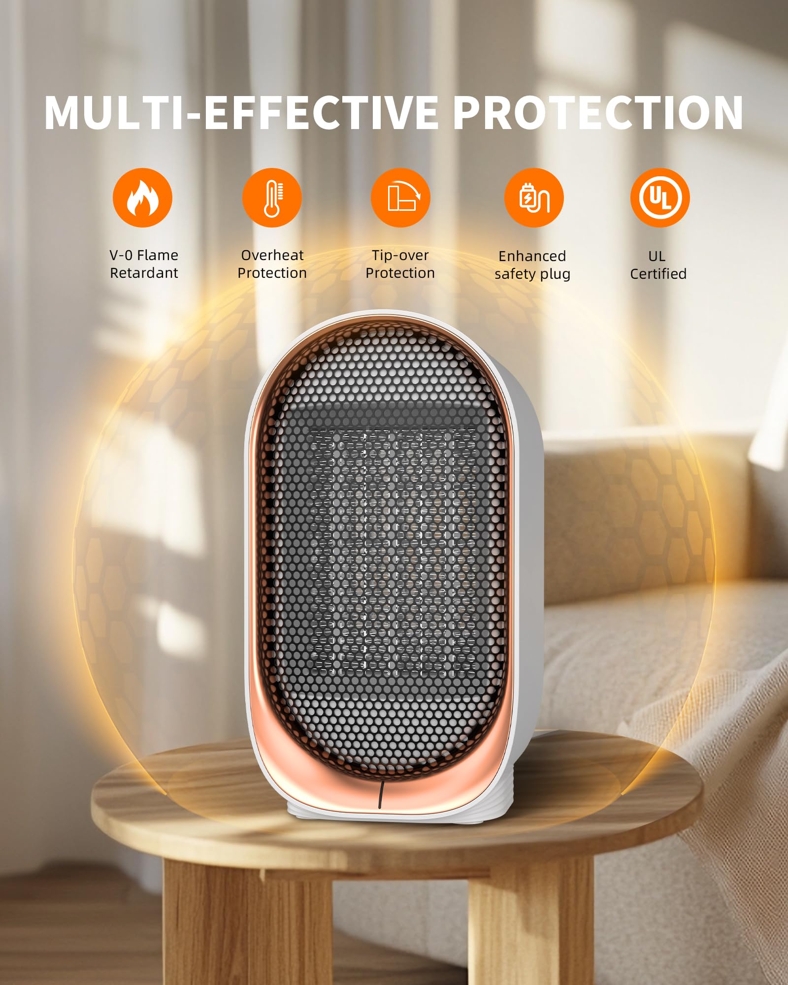 KIDEE portable heater with carry handle for easy mobility