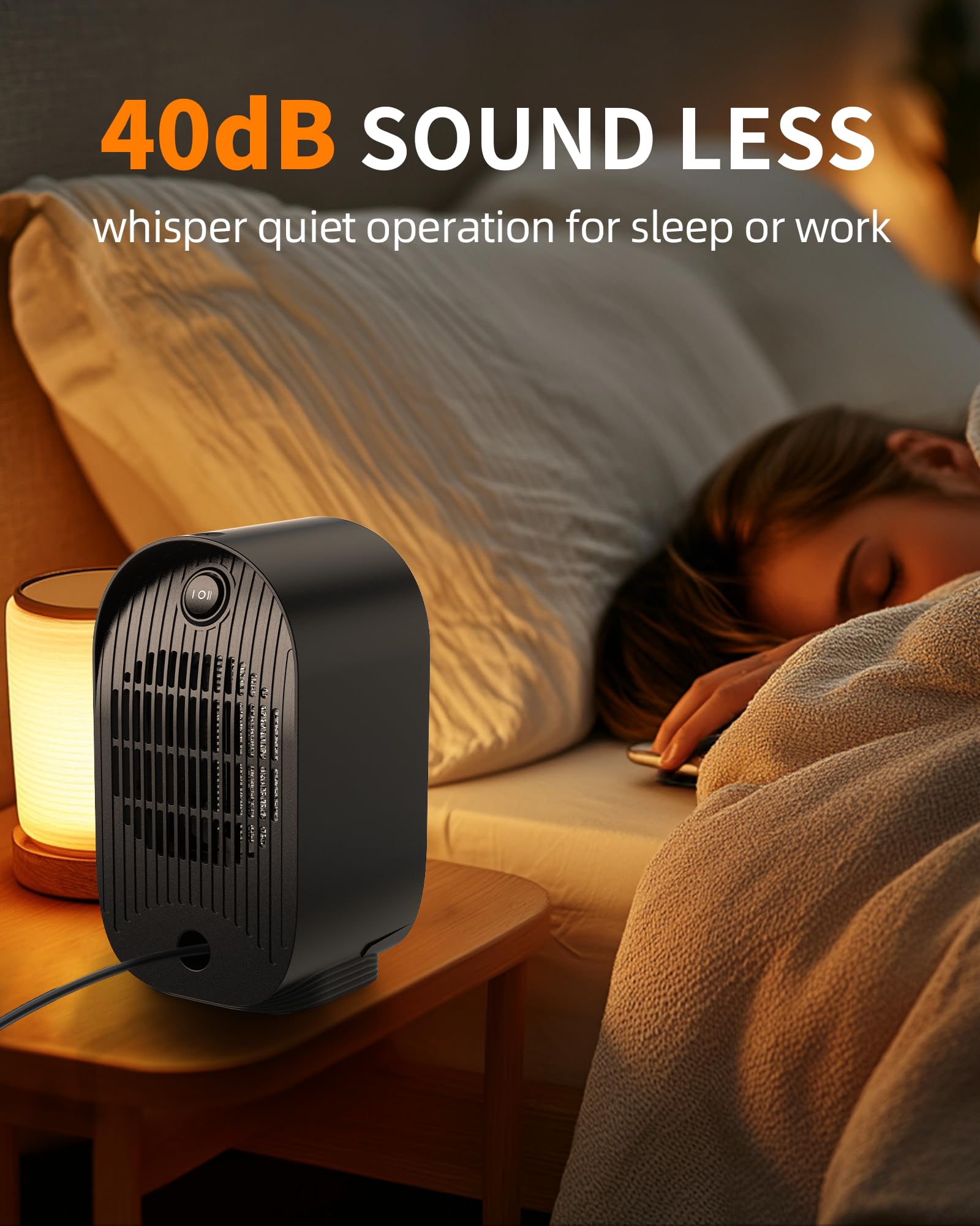 KIDEE space heater safety features including tip-over protection