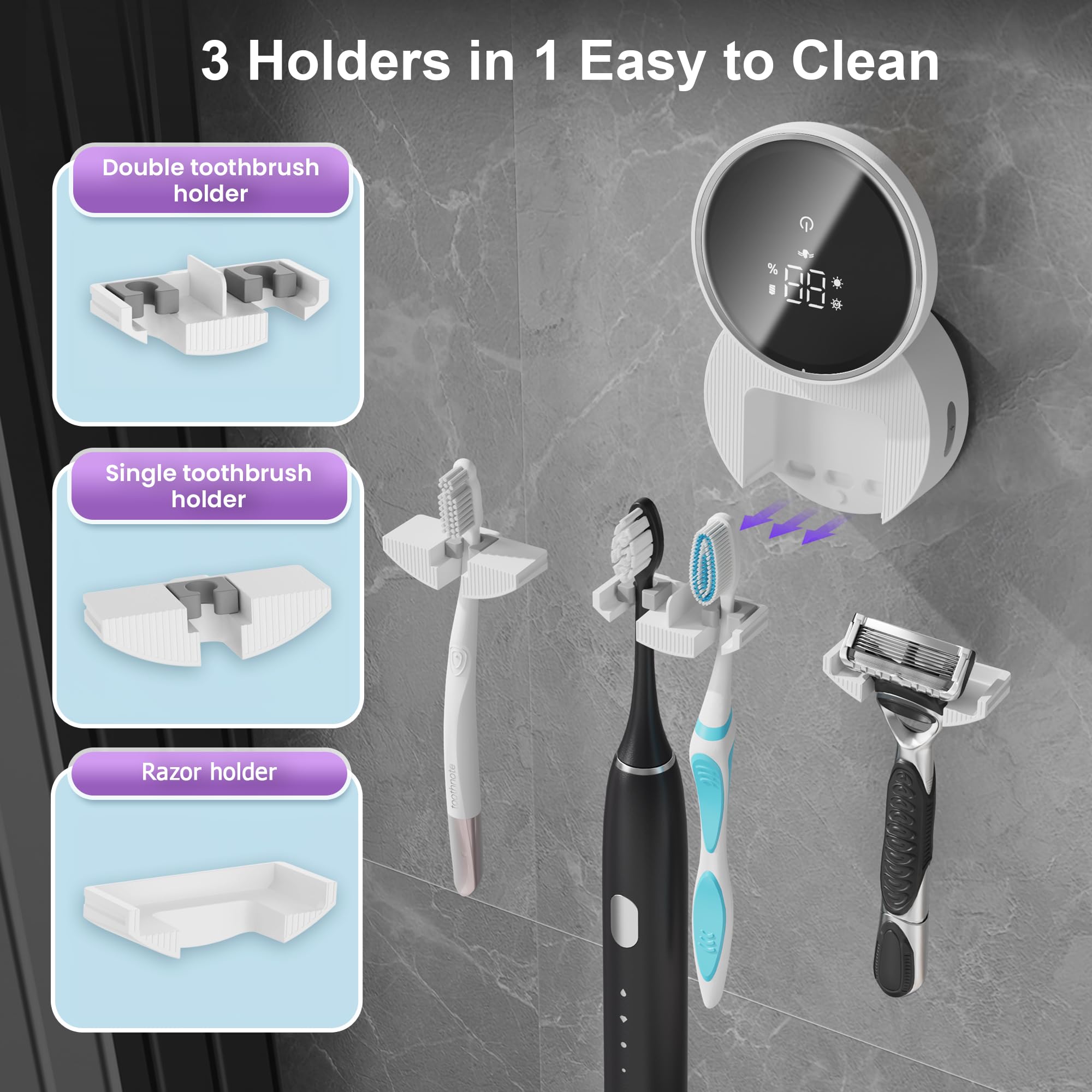 Kierofirt three-holder configurations support single, double, and razor setups