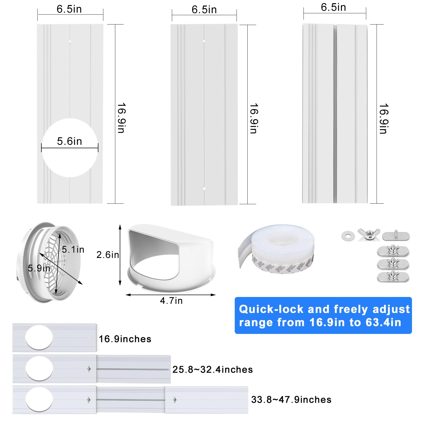 Kifiray packaging includes plates, adaptor, grid, tape, screws, and manual.