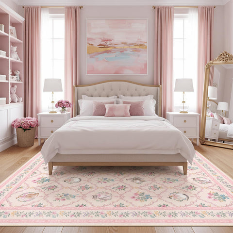 Kiginara nursery cat rug creates gentle, welcoming spaces.