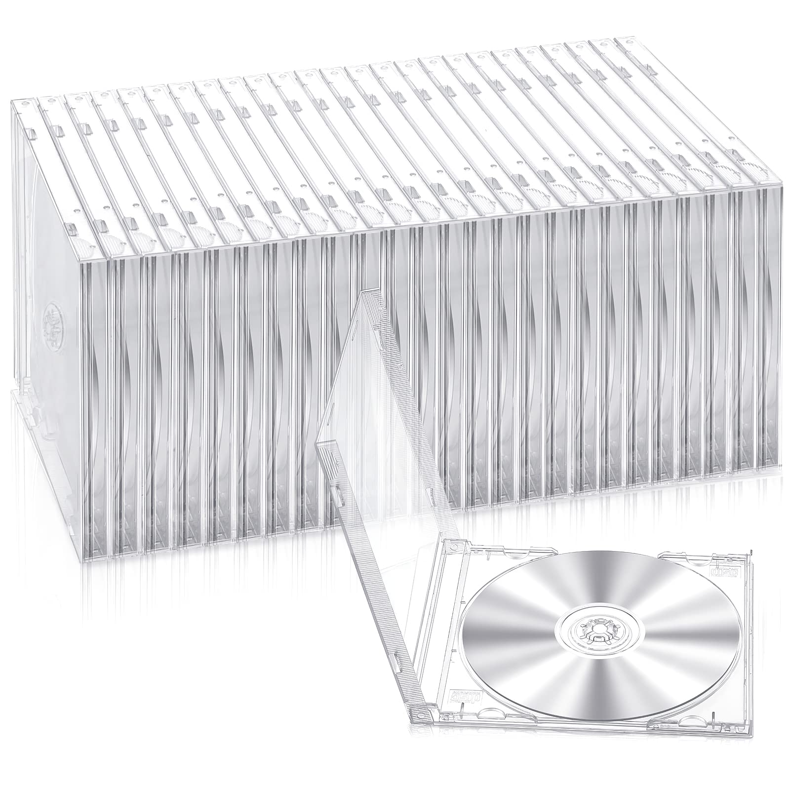 Kigley 25-pack CD jewel cases clear; keep 25 CDs organized and visible.