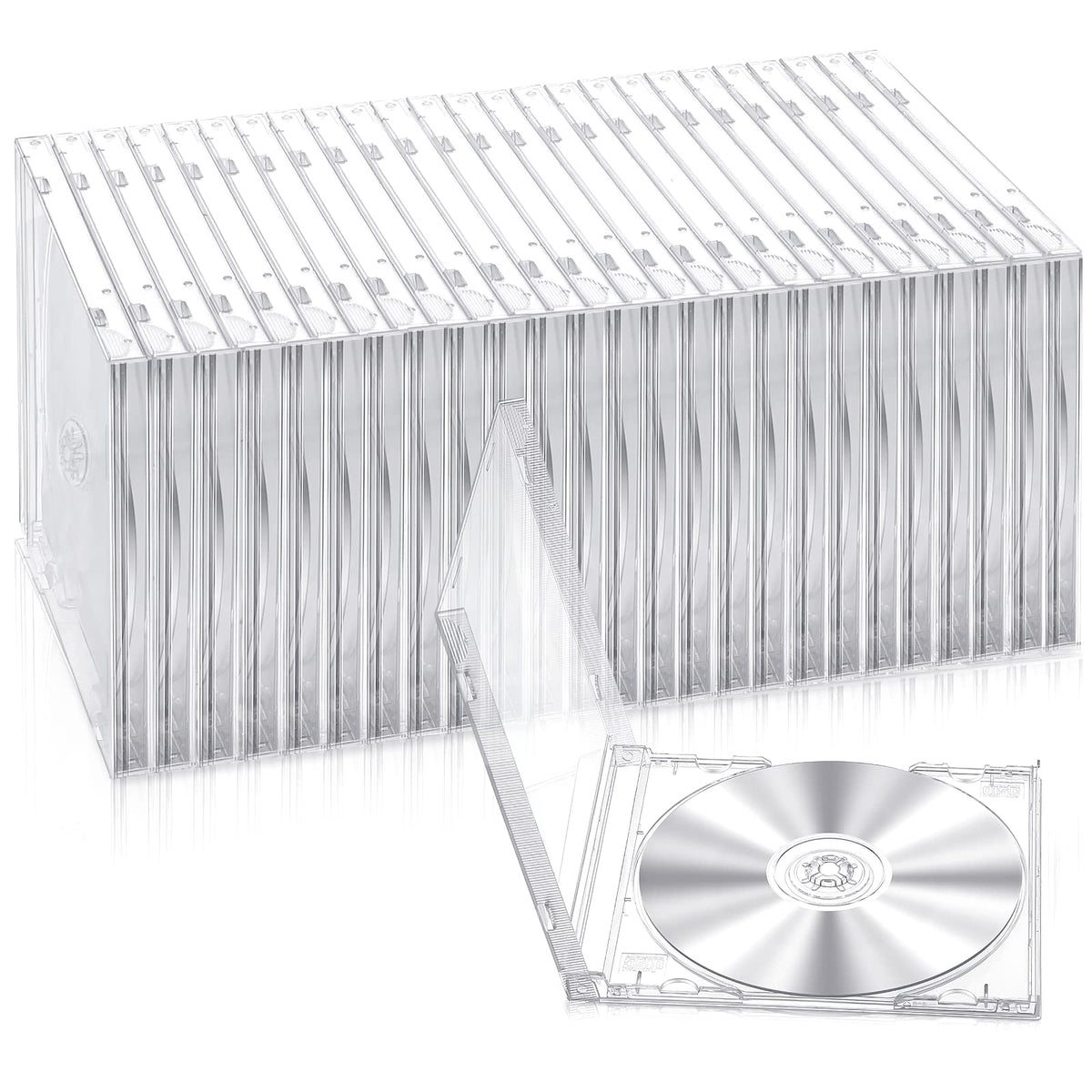 Kigley 25-pack CD jewel cases clear; keep 25 CDs organized and visible.