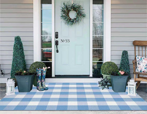 KIhipIoe buffalo plaid rug bedroom decor; soft cotton underfoot.