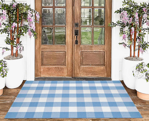 KIhipIoe buffalo plaid rug kitchen-area mat; durable surface for daily use.