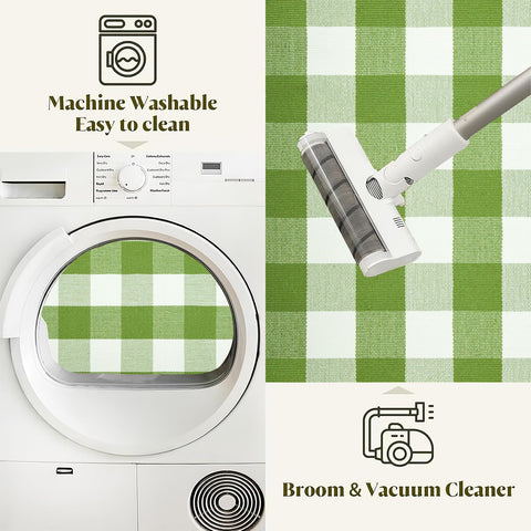 KIhipIoe cotton woven rug is machine washable for quick refresh between uses.