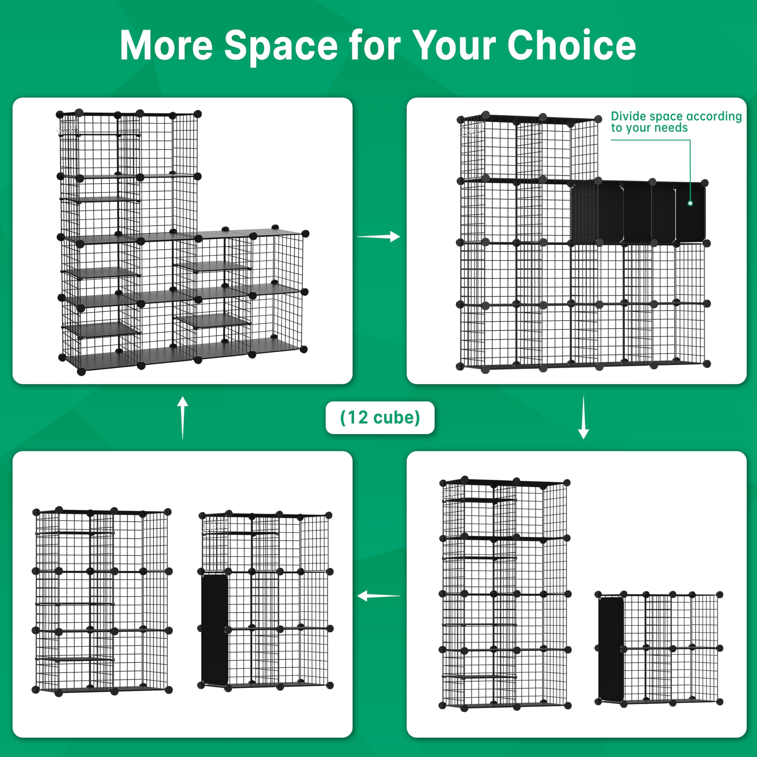 Kiivoena Wire Cube assembled setup demonstrates adjustable 14-cube configuration for flexible space use.