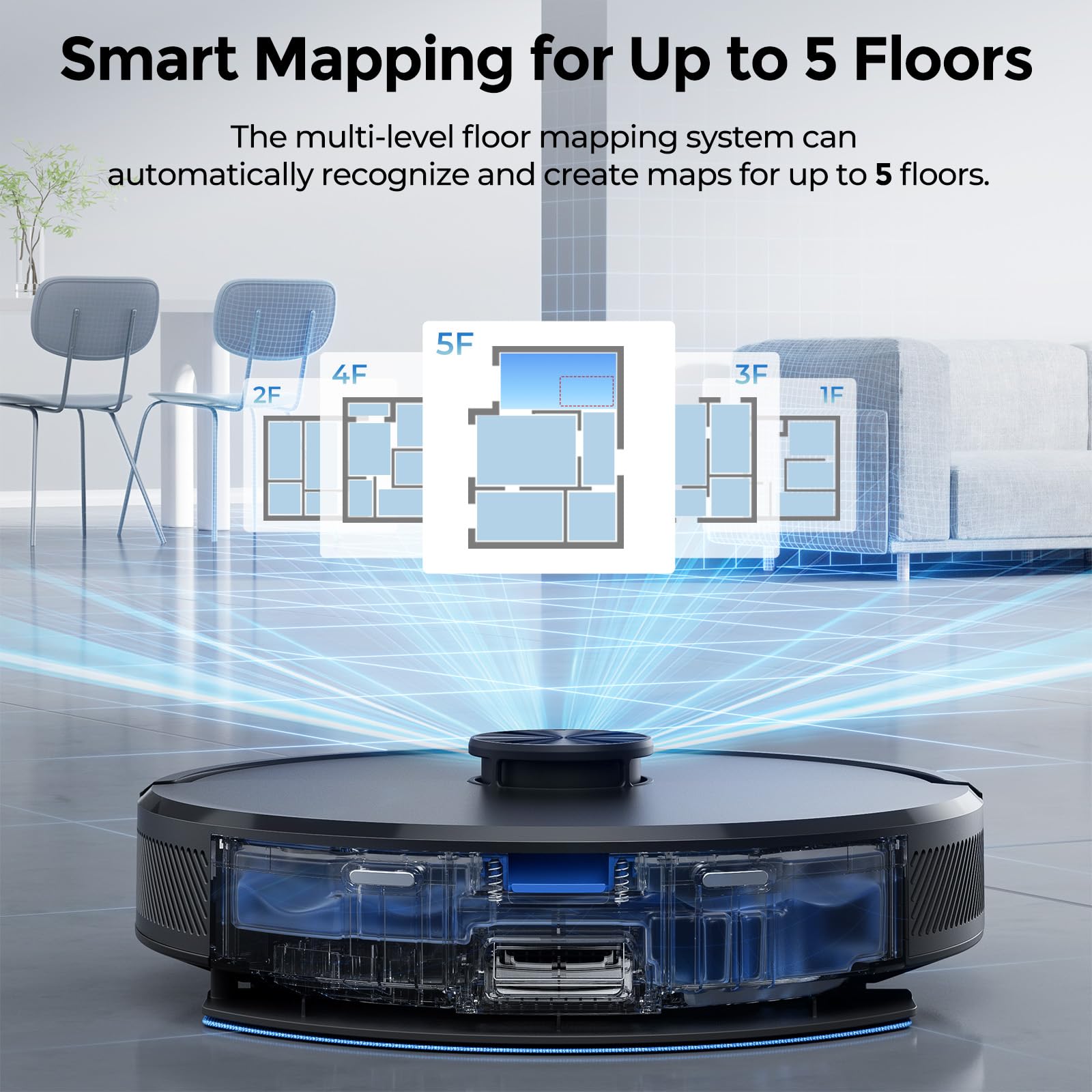 Kilgone robot vacuum with 6000Pa suction to lift pet hair from floors.