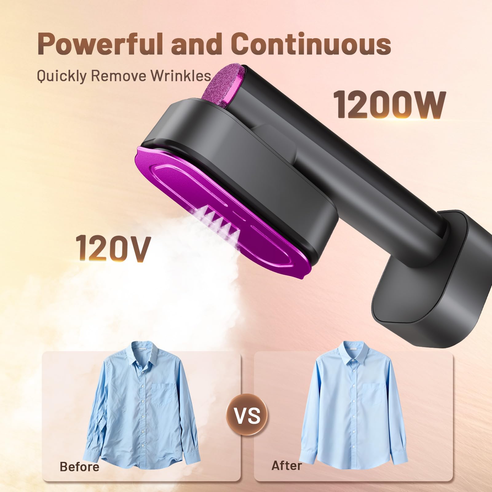 Killrose steamer in dry ironing mode for crisp creases.