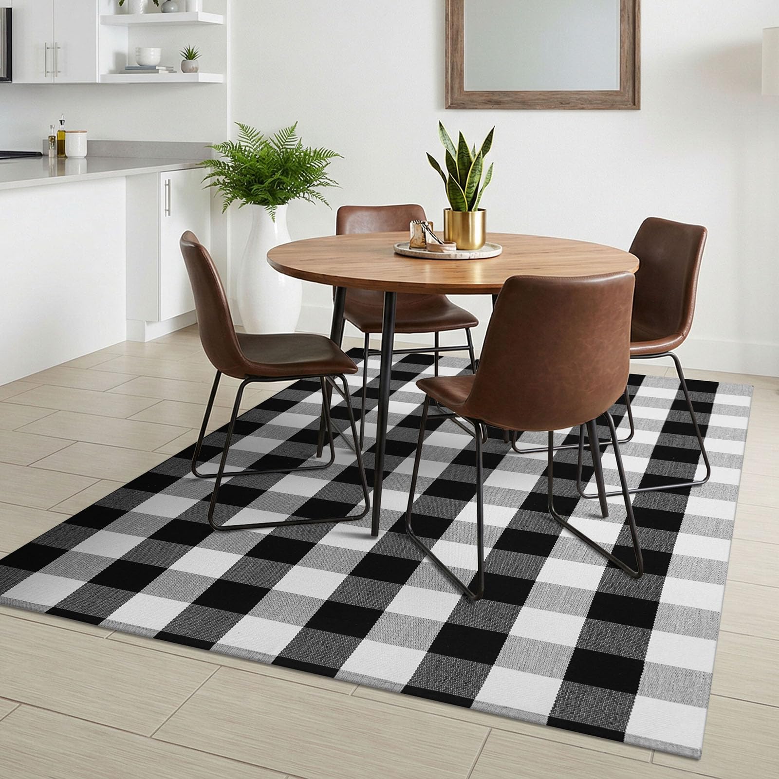 KILOCOCO buffalo plaid rug in bedroom, cozy and easy to maintain.