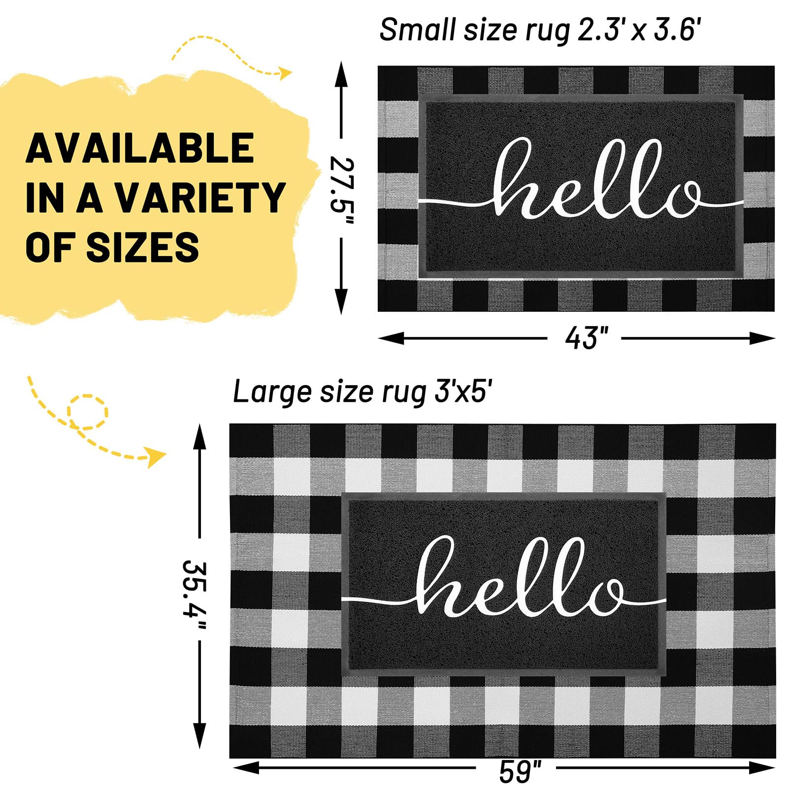 KILOCOCO buffalo plaid rug layered with door mat elevates entryway style.
