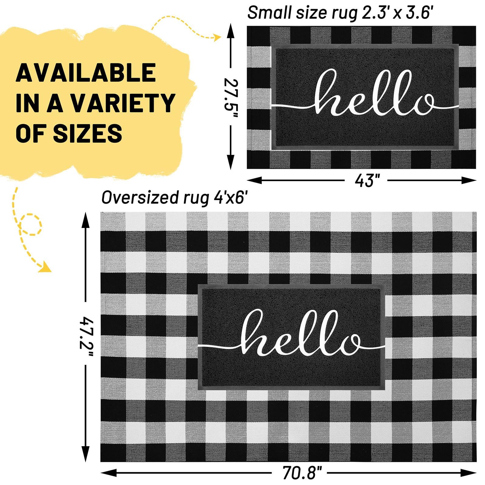 KILOCOCO buffalo plaid rug porch and entryway, versatile layer with a door mat.